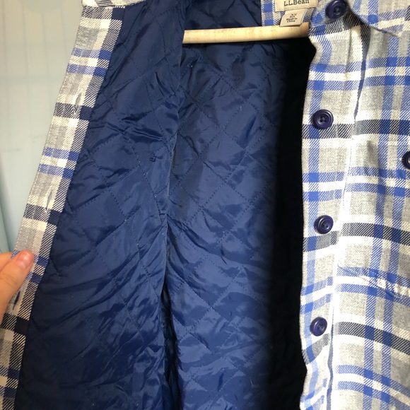 L.L. Bean Shacket Shirt Jacket PrimaLoft Lined Like New Gray Blue White Men’s XS - Picture 5 of 8